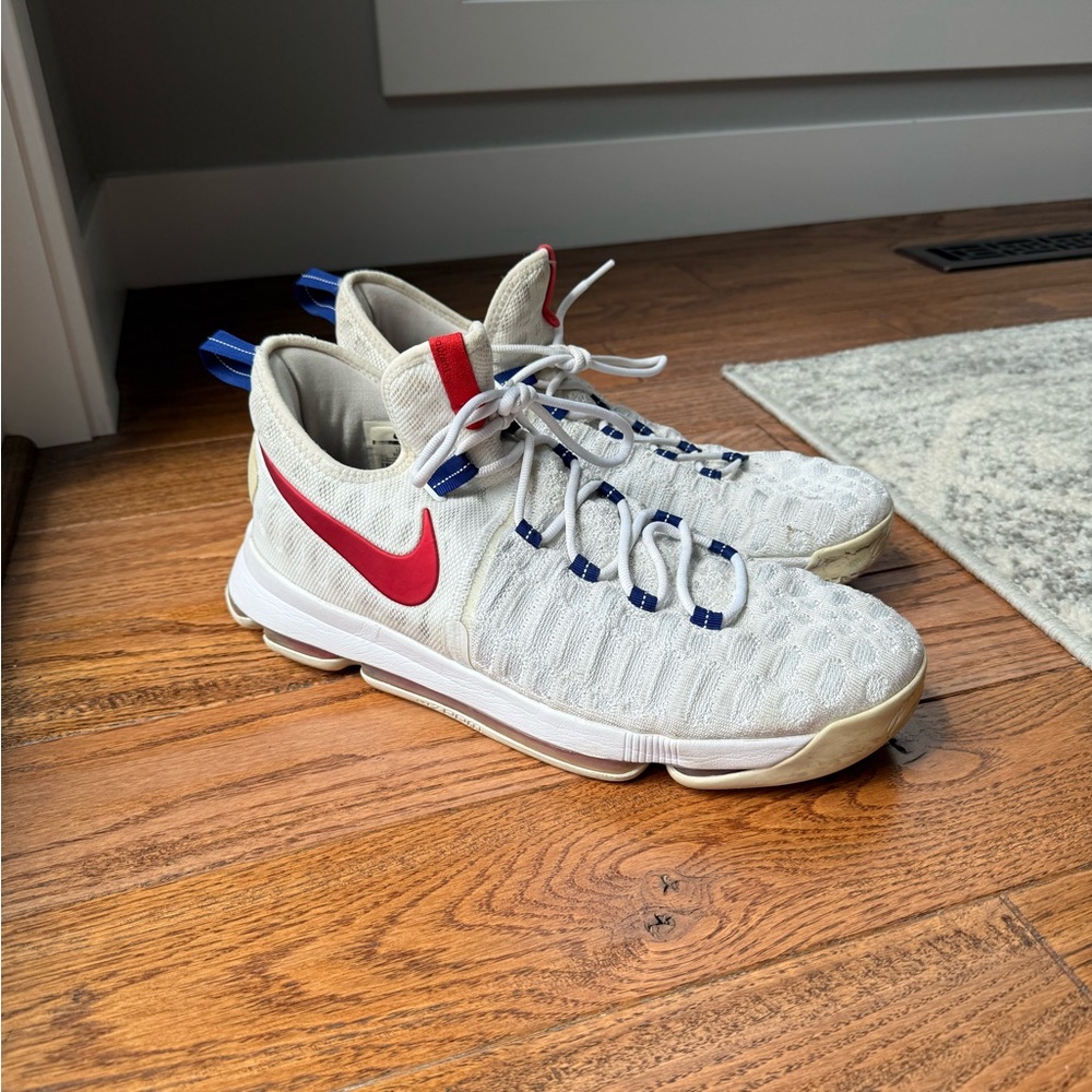 Nike White and Red High-Top Sneakers